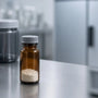 Sealed research compound vial and laboratory equipment for chemical storage