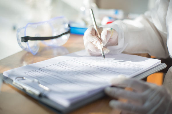 Researcher documenting tianeptine inventory best practices