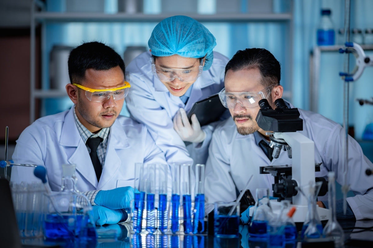 Team of scientists studying the chemical properties of Tianeptine.
