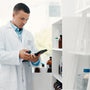 Worker safely storing phenibut in container