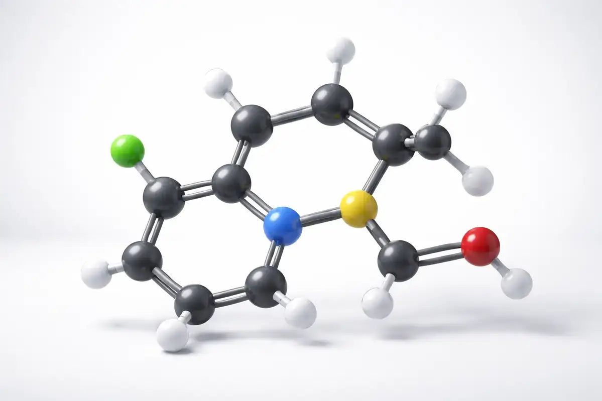 Molecular model of Tianeptine's tricyclic dibenzothiazepine chemical structure 