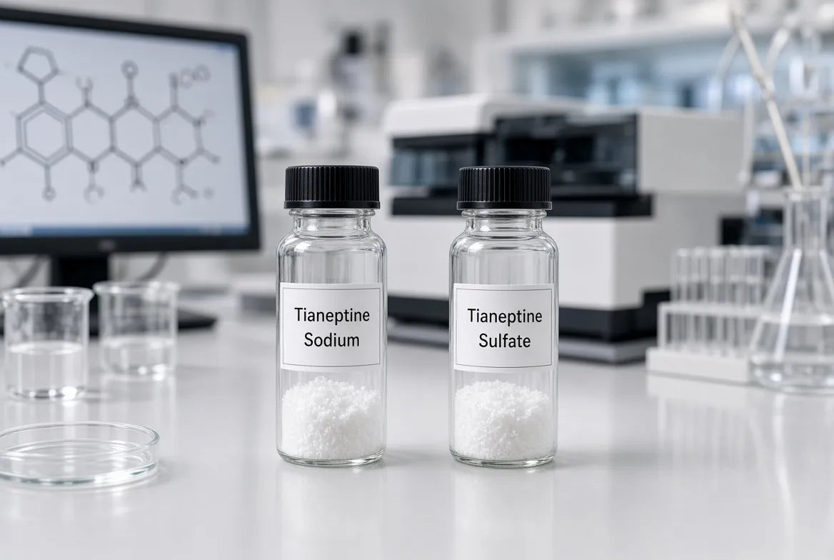 Tianeptine sodium and tianeptine sulfate research comparison in a laboratory setting