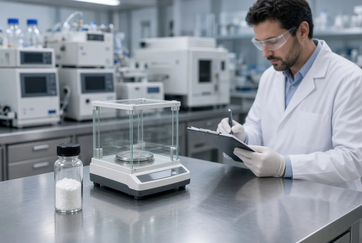 Research laboratory setup for verifying research-grade aniracetam purity using analytical testing equipment