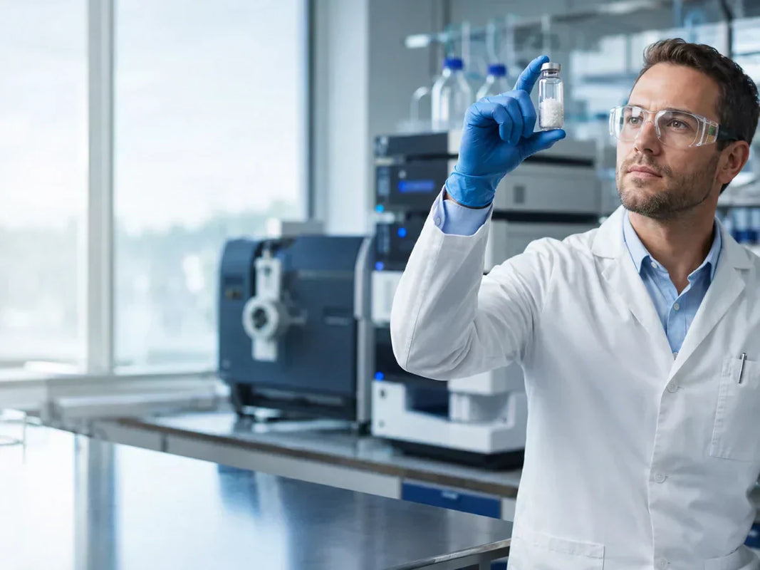 Scientist verifying Agomelatine purity in laboratory 