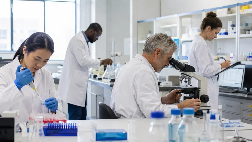Laboratory team researching Phenibut samples