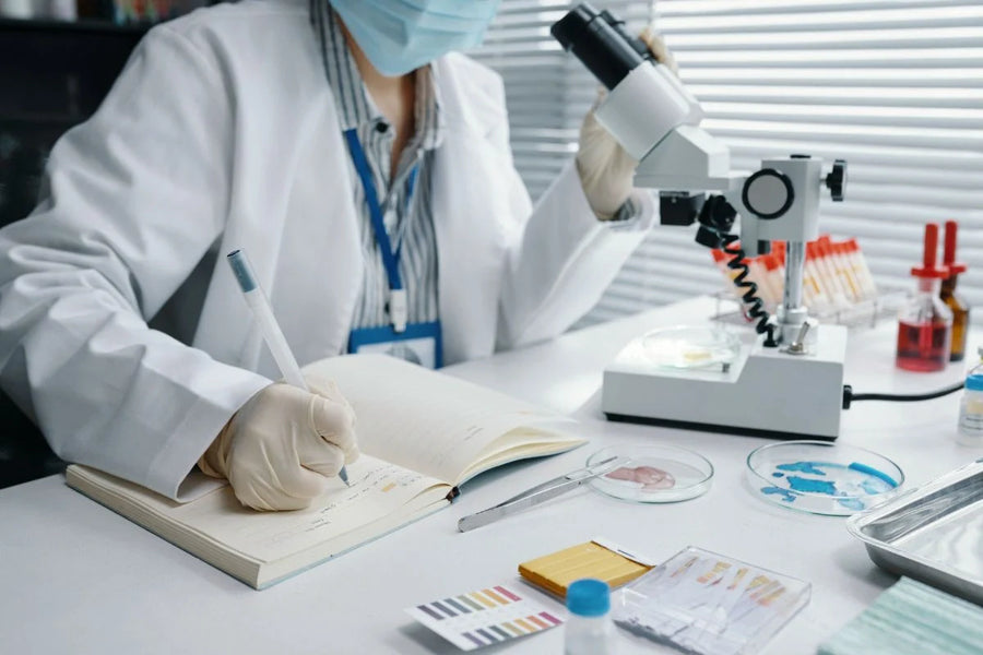 Researcher working in lab