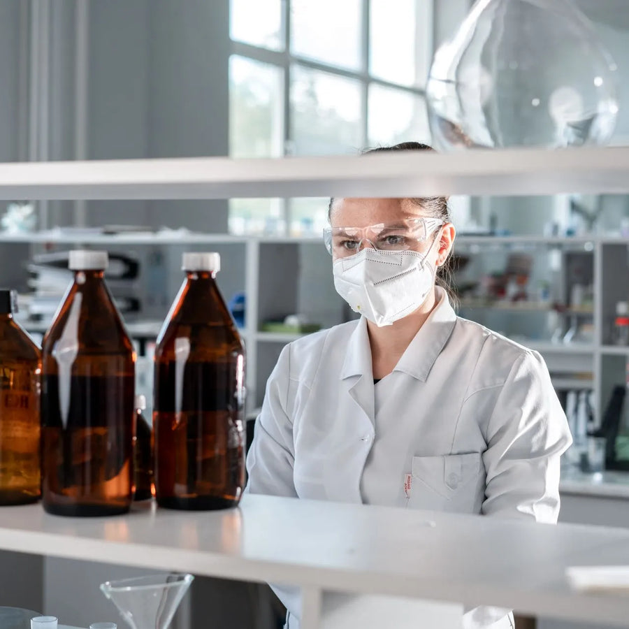 researcher looking at the laboratory solution