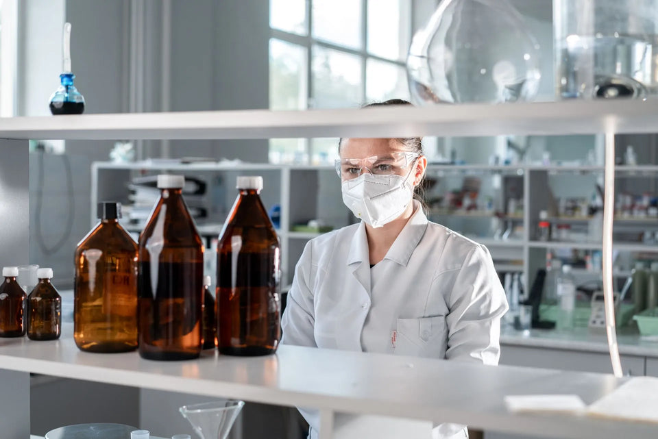 researcher looking at the laboratory solution