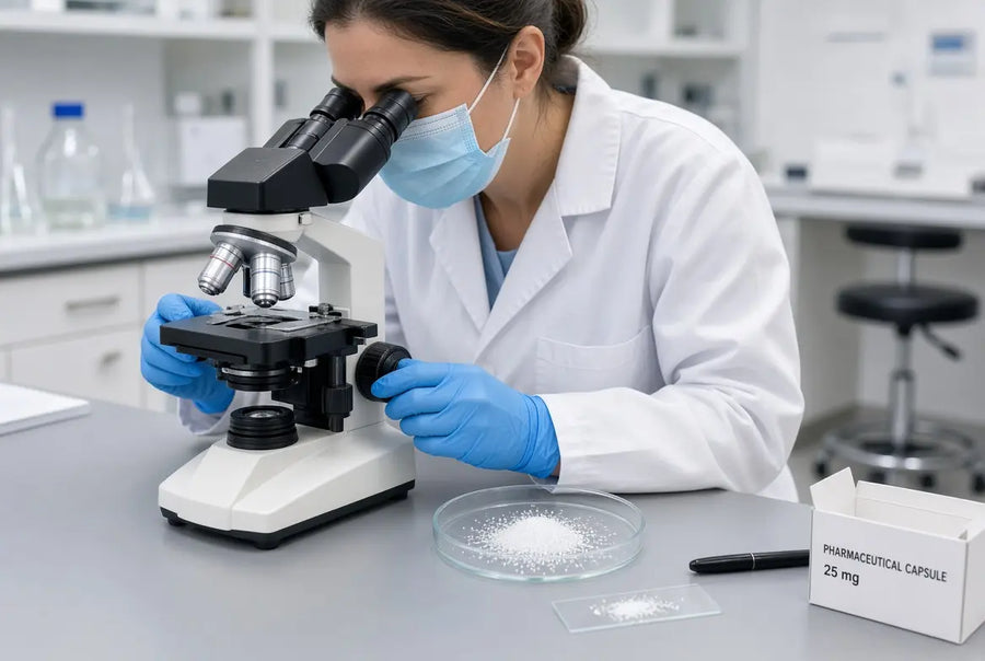 researcher using microscope