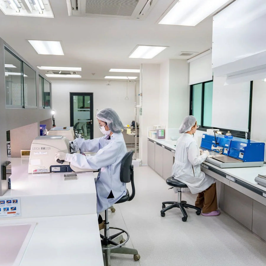 Laboratory technician conducting phenibut research
