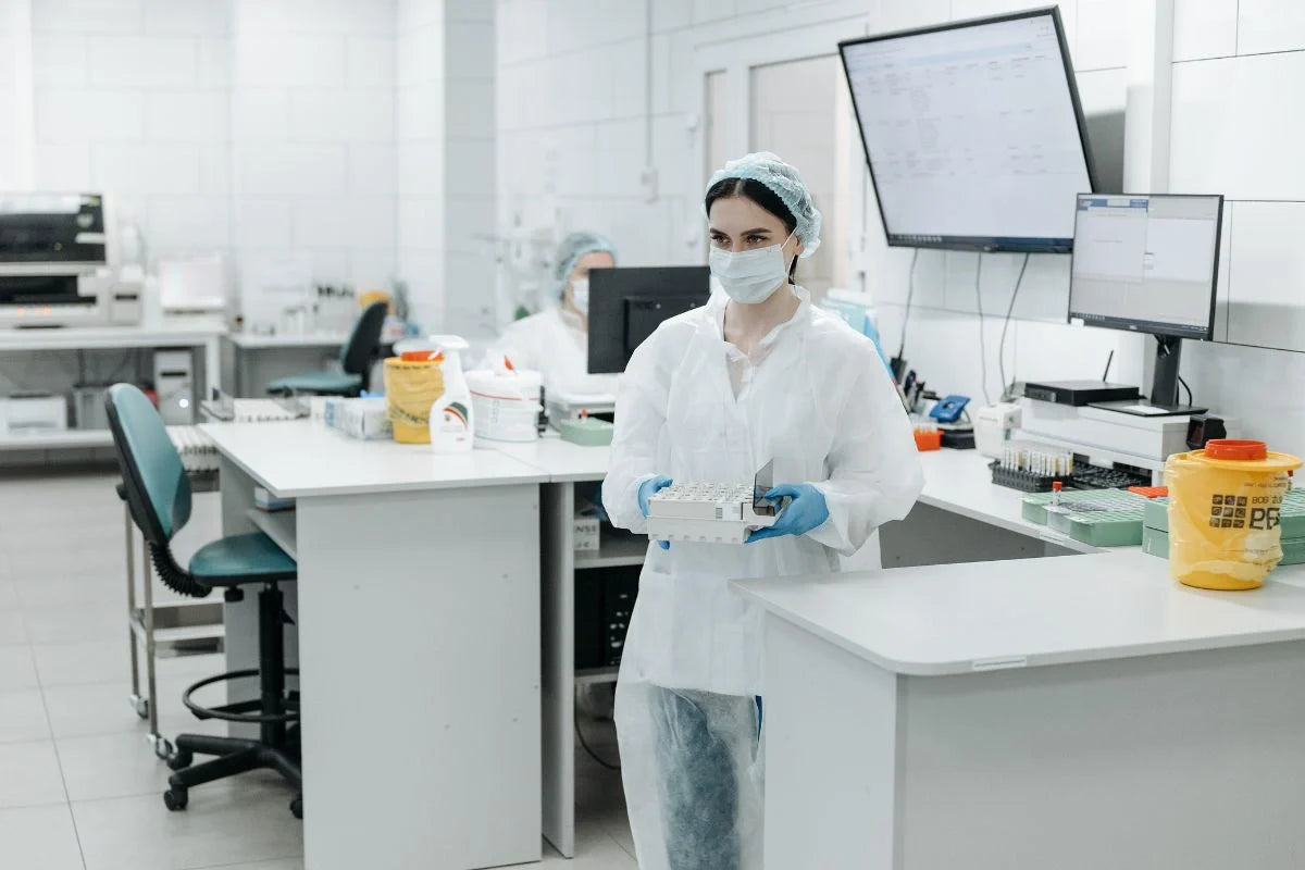 Woman working on chemicals