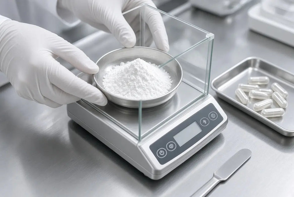 weighing the chemical powder